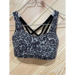 Lululemon Black Paisley Criss Cross Strap Sports Bra
